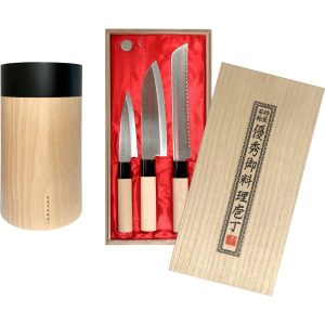 Houcho knivsæt med knivblok, 4 dele