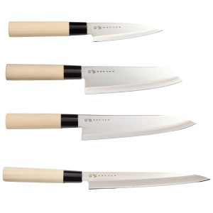 Houcho med 4 knive leveret i balsaboks
