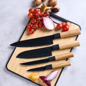 Japansk knivsæt 4 dele med mat sort belægning
