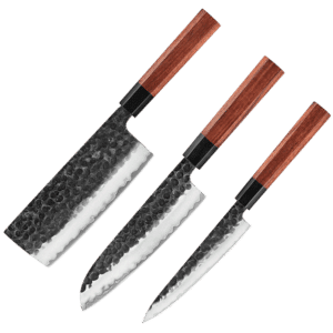 Japansk knivsæt | Nakiri Santoku Petty | Tanuki